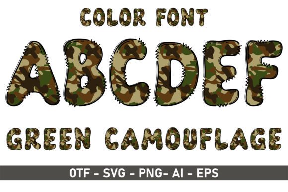 Green Camouflage Font for Creative Crafters and Product Makers